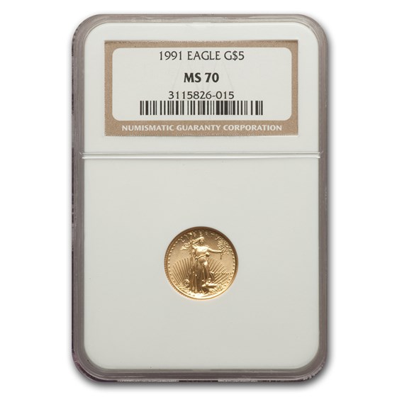 1991 1/10 oz Gold American Eagle MS-70 NGC 1991 1/10 oz Gold American Eagle MS-70 NGC